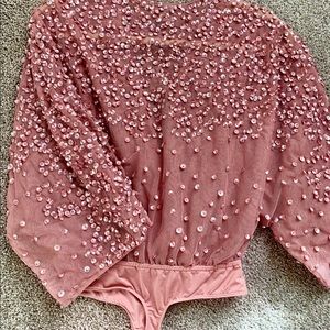 Embellished pink bodysuit from ASOS